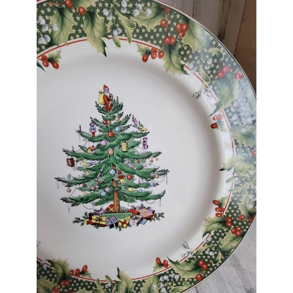 Vintage 12‎ Spode xmas tree berry plate home decor Mistletoe